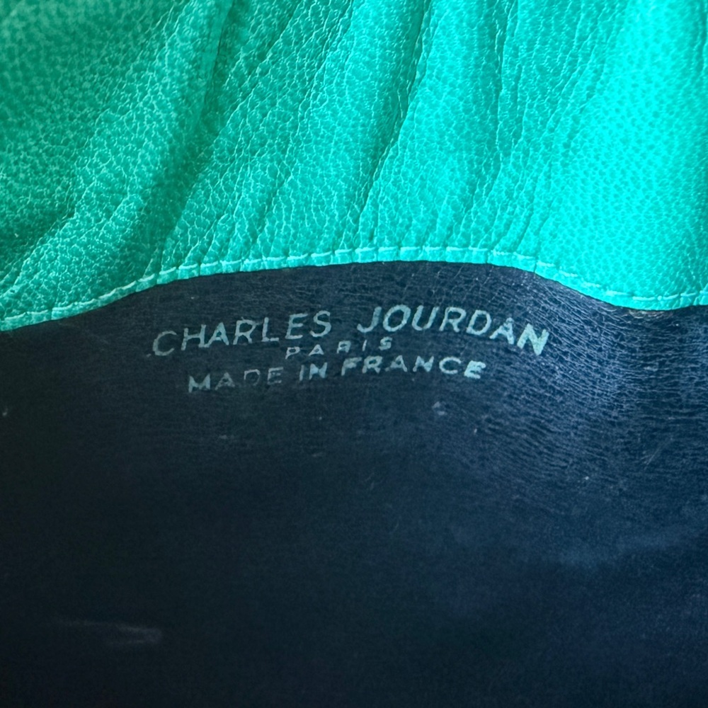 [SOLD]Quiet Luxury meets 90s Paris Charles Jourdan Teal Leather Clutch - Picture 2 of 3